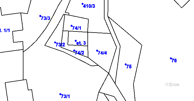 Parcela st. 74/4 v KÚ Louchov, Katastrální mapa