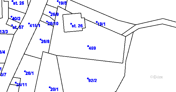 Parcela st. 459 v KÚ Louchov, Katastrální mapa