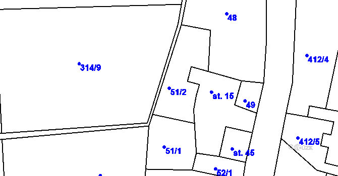 Parcela st. 51/2 v KÚ Louchov, Katastrální mapa