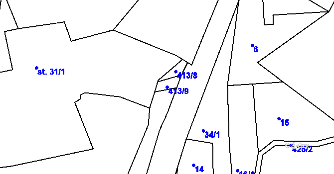 Parcela st. 413/9 v KÚ Louchov, Katastrální mapa