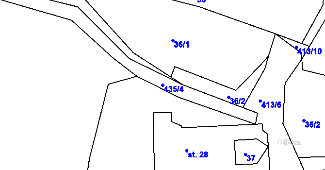 Parcela st. 435/4 v KÚ Louchov, Katastrální mapa