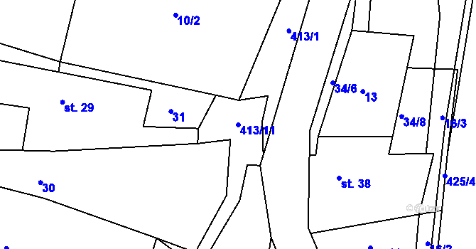 Parcela st. 413/11 v KÚ Louchov, Katastrální mapa