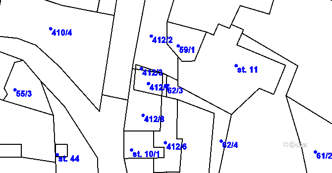 Parcela st. 62/3 v KÚ Louchov, Katastrální mapa