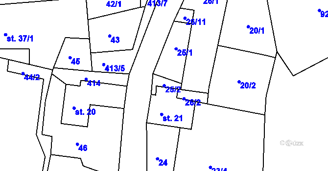 Parcela st. 25/2 v KÚ Louchov, Katastrální mapa