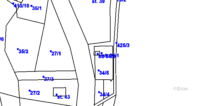 Parcela st. 54/1 v KÚ Louchov, Katastrální mapa