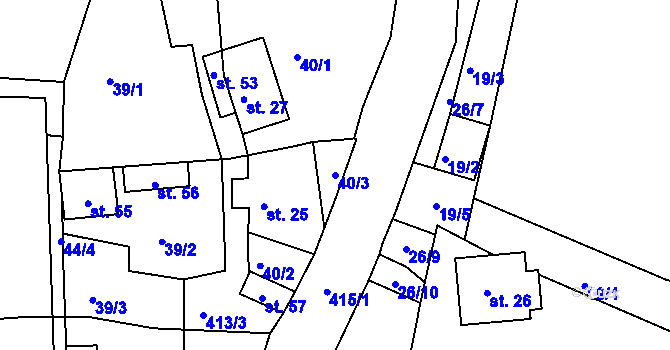 Parcela st. 40/3 v KÚ Louchov, Katastrální mapa