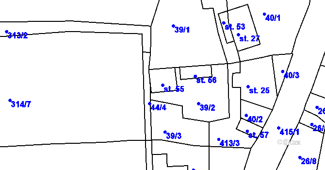 Parcela st. 55 v KÚ Louchov, Katastrální mapa