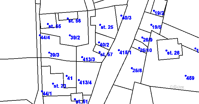 Parcela st. 57 v KÚ Louchov, Katastrální mapa