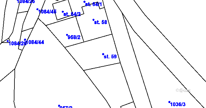 Parcela st. 59 v KÚ Petlery, Katastrální mapa