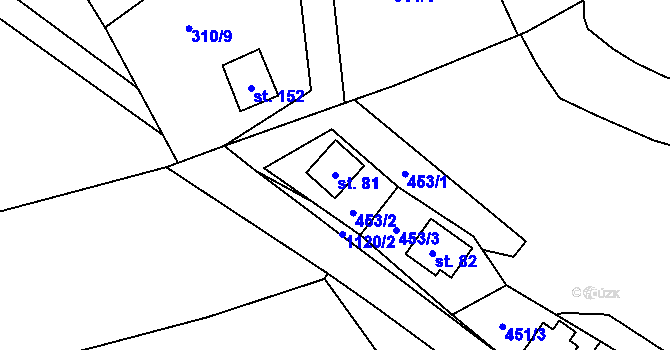 Parcela st. 81 v KÚ Petlery, Katastrální mapa
