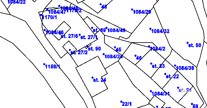 Parcela st. 1084/24 v KÚ Petlery, Katastrální mapa