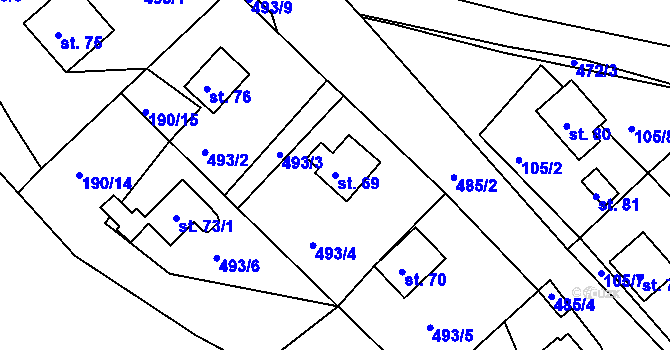 Parcela st. 69 v KÚ Nová Víska u Domašína, Katastrální mapa