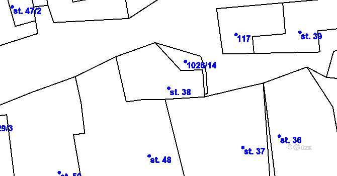 Parcela st. 38 v KÚ Domašín u Dobrušky, Katastrální mapa