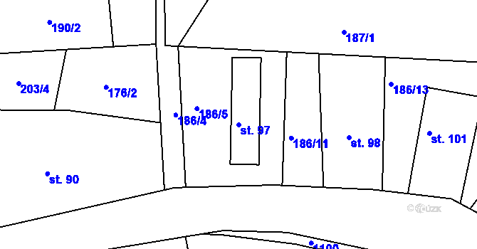 Parcela st. 97 v KÚ Domašín u Dobrušky, Katastrální mapa