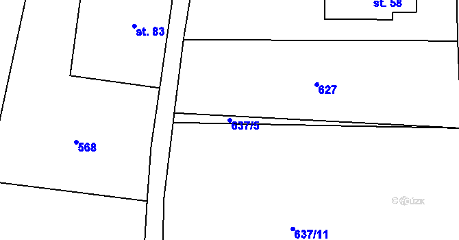 Parcela st. 637/5 v KÚ Domašín u Dobrušky, Katastrální mapa