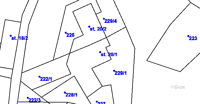 Parcela st. 20/1 v KÚ Spáleniště, Katastrální mapa