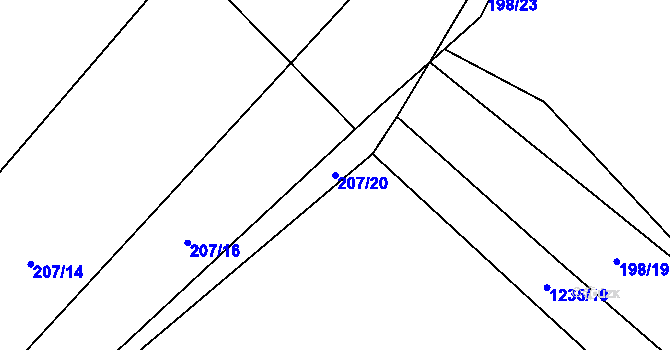Parcela st. 207/20 v KÚ Spáleniště, Katastrální mapa