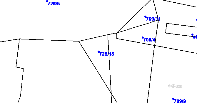 Parcela st. 726/15 v KÚ Spáleniště, Katastrální mapa
