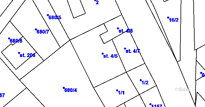 Parcela st. 4/5 v KÚ Domašov u Brna, Katastrální mapa