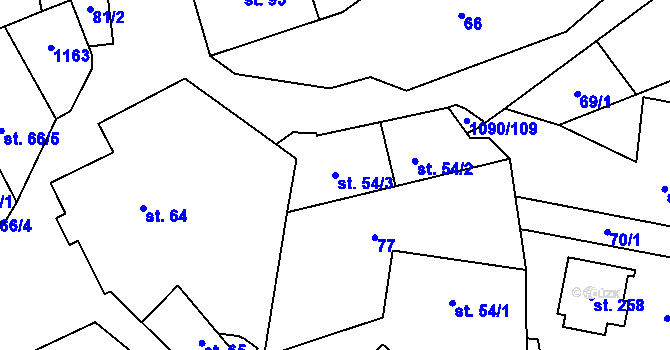 Parcela st. 54/3 v KÚ Domašov u Brna, Katastrální mapa
