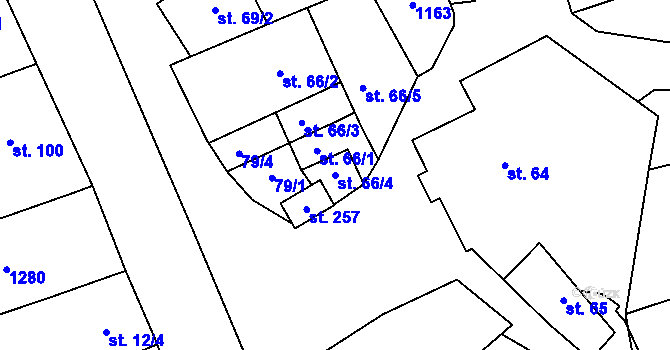 Parcela st. 66/4 v KÚ Domašov u Brna, Katastrální mapa