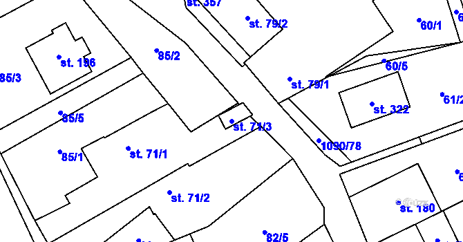 Parcela st. 71/3 v KÚ Domašov u Brna, Katastrální mapa