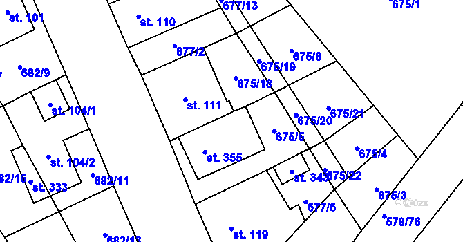 Parcela st. 112 v KÚ Domašov u Brna, Katastrální mapa
