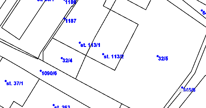 Parcela st. 113/2 v KÚ Domašov u Brna, Katastrální mapa