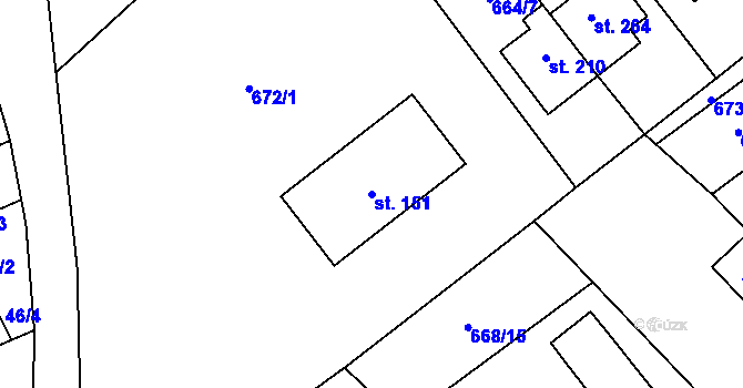 Parcela st. 151 v KÚ Domašov u Brna, Katastrální mapa
