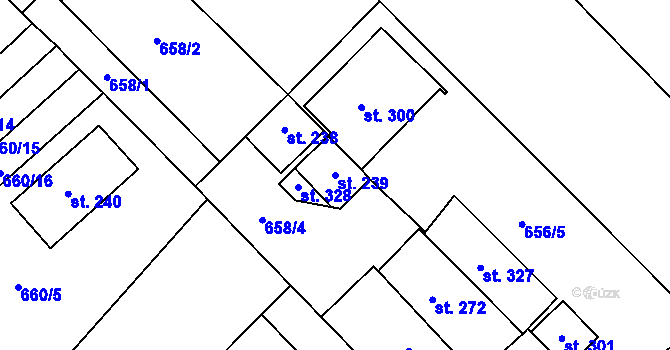 Parcela st. 239 v KÚ Domašov u Brna, Katastrální mapa