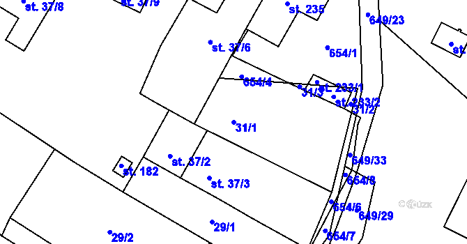 Parcela st. 31/1 v KÚ Domašov u Brna, Katastrální mapa