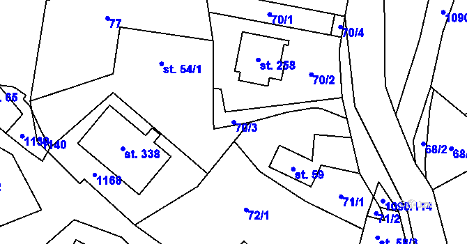 Parcela st. 70/3 v KÚ Domašov u Brna, Katastrální mapa