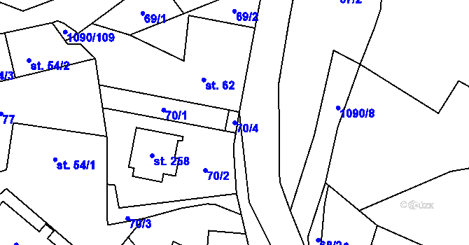 Parcela st. 70/4 v KÚ Domašov u Brna, Katastrální mapa