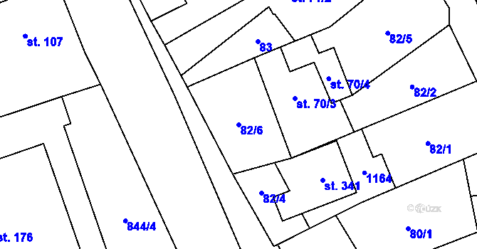 Parcela st. 82/6 v KÚ Domašov u Brna, Katastrální mapa