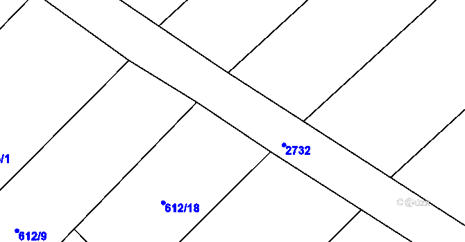 Parcela st. 612/21 v KÚ Domašov u Brna, Katastrální mapa