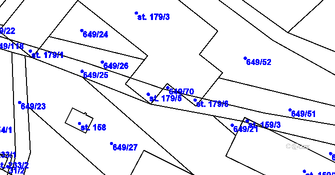 Parcela st. 649/70 v KÚ Domašov u Brna, Katastrální mapa