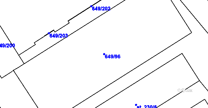 Parcela st. 649/96 v KÚ Domašov u Brna, Katastrální mapa