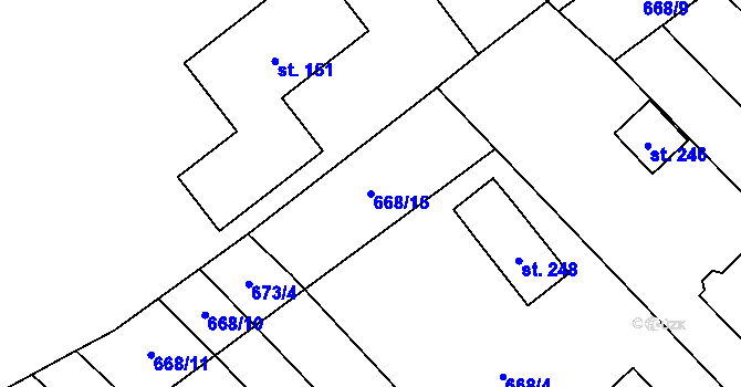 Parcela st. 668/15 v KÚ Domašov u Brna, Katastrální mapa