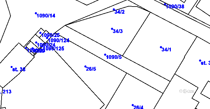 Parcela st. 1090/5 v KÚ Domašov u Brna, Katastrální mapa