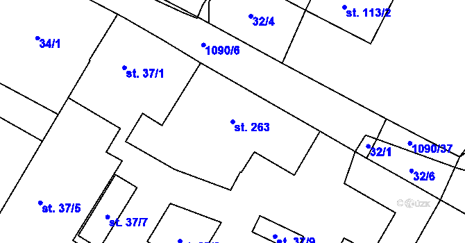 Parcela st. 263 v KÚ Domašov u Brna, Katastrální mapa