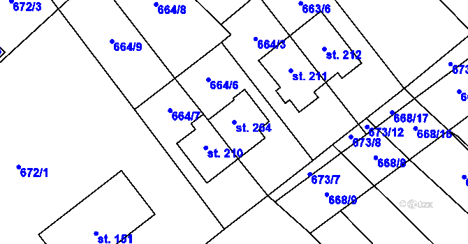 Parcela st. 264 v KÚ Domašov u Brna, Katastrální mapa