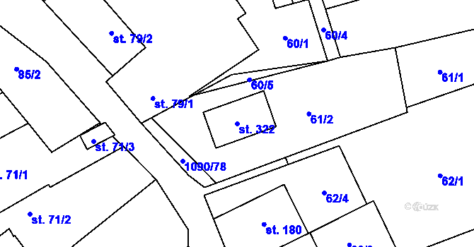 Parcela st. 322 v KÚ Domašov u Brna, Katastrální mapa