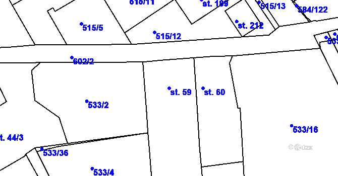 Parcela st. 59 v KÚ Říčky u Brna, Katastrální mapa