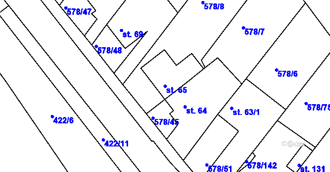 Parcela st. 65 v KÚ Říčky u Brna, Katastrální mapa