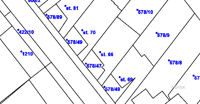 Parcela st. 66 v KÚ Říčky u Brna, Katastrální mapa