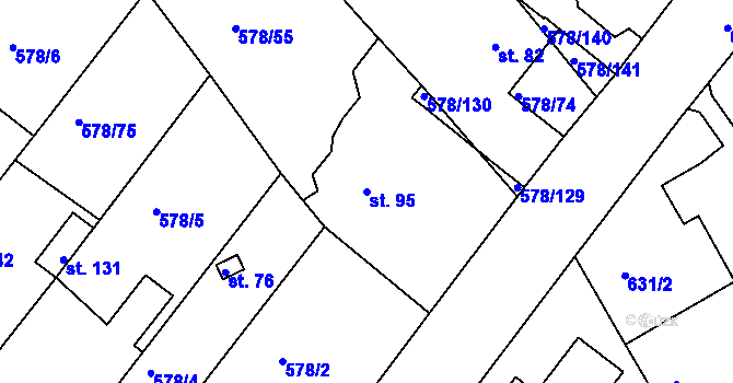 Parcela st. 95 v KÚ Říčky u Brna, Katastrální mapa