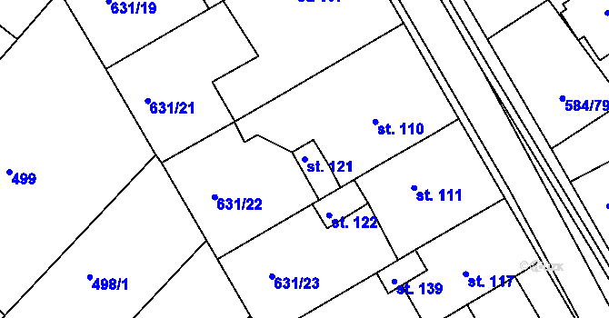 Parcela st. 121 v KÚ Říčky u Brna, Katastrální mapa