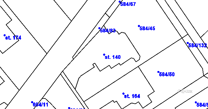 Parcela st. 140 v KÚ Říčky u Brna, Katastrální mapa