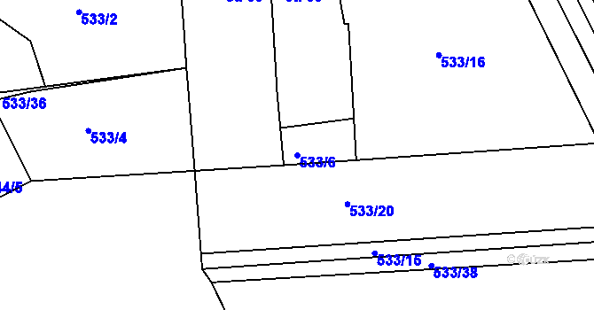 Parcela st. 533/6 v KÚ Říčky u Brna, Katastrální mapa