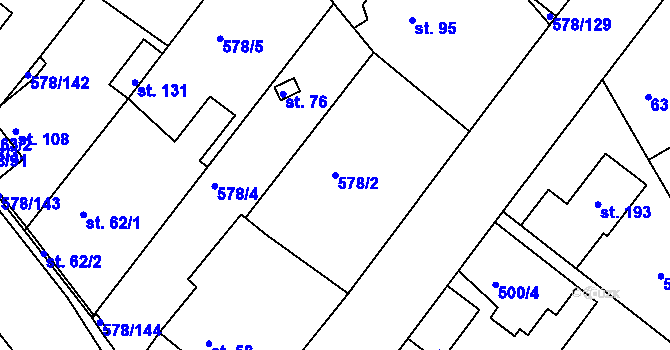 Parcela st. 578/2 v KÚ Říčky u Brna, Katastrální mapa